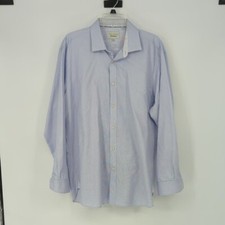 01366 Men's Ted Baker Button Down Shirt Blue White 17 34/35 preppy Business