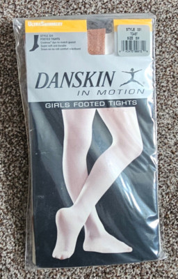 Danskin Style 331 Toast ultra schimmernde Tanzstrumpfhose mit Füßen - Größe Small