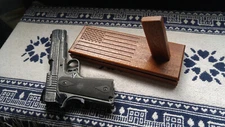 1911 Pistol Display stand with engraved U.S. Flag and mag storage compartment