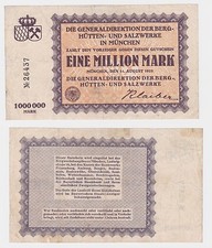 1 Million Mark Banknote Mining, Metallurgical & Salt Works Munich 1923 (121209)
