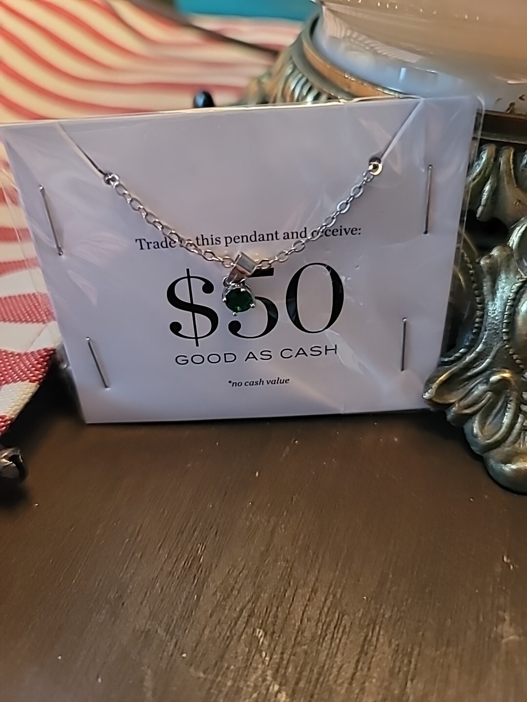 Effy Silver Chain Necklace with Emerald Green Gemstone Pendant