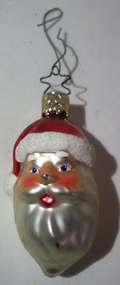 Marked W Germany Mercury Glass Santa Claus Head Christmas Tree Ornament