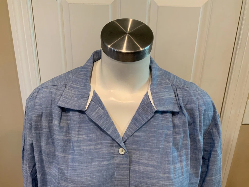 Camisa MARCO Azul Cuadrada Plisada Contraste Puño Abotonada, Talla M Foto 3 de 4