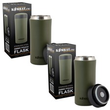 2 x Kombat UK AMMO POUCH THERMAL FLASK Stainless Steel Insulated Travel Army Mug