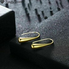 Women's 925 Silver Filled Shiny Teardrop Hook Ear Stud Dangle Drop Earrings