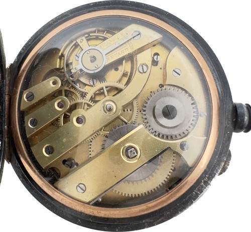 Antique Airflight Style Jump Dial 24 Hour Pocket Watch Gun Metal Swiss Rare - Picture 3 of 4