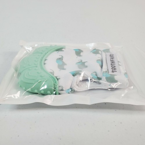 2 Silicone Baby Teething Mitten Teething Glove Candy Wrapper Sound Teether Green - Picture 5 of 5