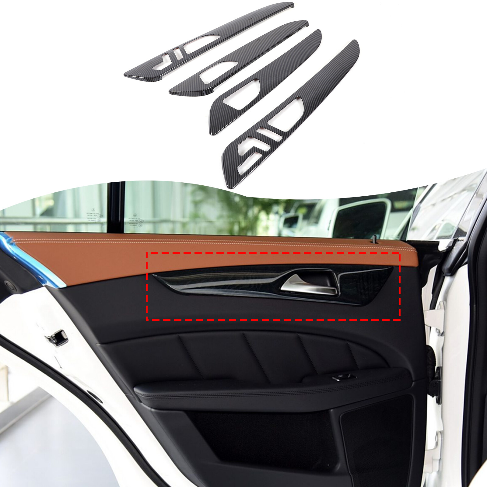 Carbon Fiber ABS Inner Door Panel Cover Trim for 2013-2019 Benz GLE GLS ML GL Models
