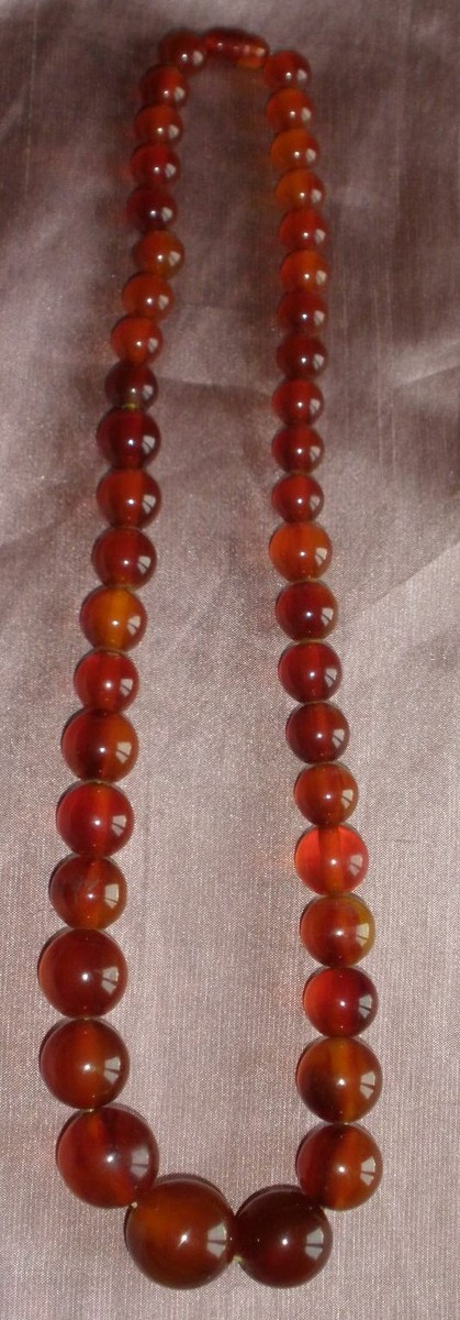 Collier Opéra Vintage Bakélite - Perles Ambre/miel 77 Cm | Bijou Ancien Rétro | Occasion Authentique