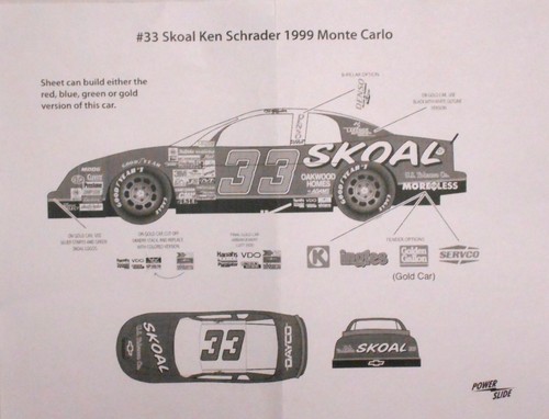 NASCAR DECAL #33 US TABAK 1999 MONTE CARLO KEN SCHRADER 1/24 POWERSLIDE - Bild 5 von 8