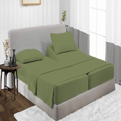 US Sizes Moss Adjustable 5 PCs Split Sheet Set 1000-1200 TC 100% Cotton 