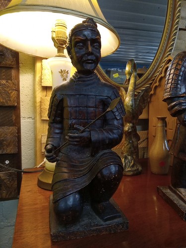 Vintage  Chinese Terracotta Warrior 14” Tall NICE complete  with  spear