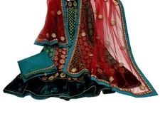 Indian Pure Georgette Silk Net Hand Embroidered Lehenga 3pcs Set Party Wear