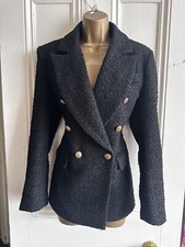 Black Boucle Fantasy Military Blazer Jacket M