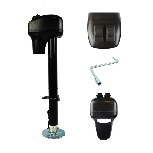 Bastion RV Electric Tongue Jack 3500 Lb Capacity Black Camper Trailer Power Jack