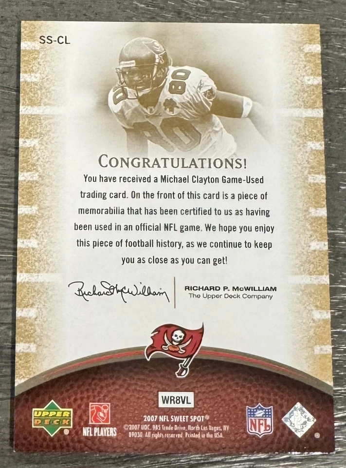 2007 Upper Deck Sweet Spot #SSCL Michael Clayton Sweet Swatch Patch #26/50 - Image 2 of 2