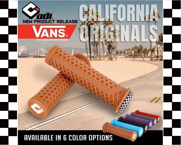 ODI VANS V2.1 LOCK ON BMX MTB DJ GRIP BICYCLE GUM/BLACK & WHITE