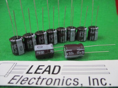 QTY10 NICHICON 10UF 160V UPW2C100MPD  10MFD 160-VOLT RADIAL 105-DEG LOW-ESR