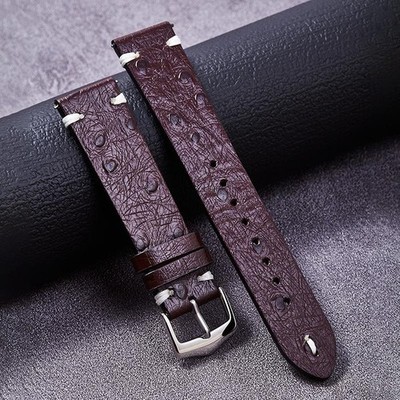Genuine Leather 20mm 22mm Ostrich Grain Quick Release Watch Strap Watch Band