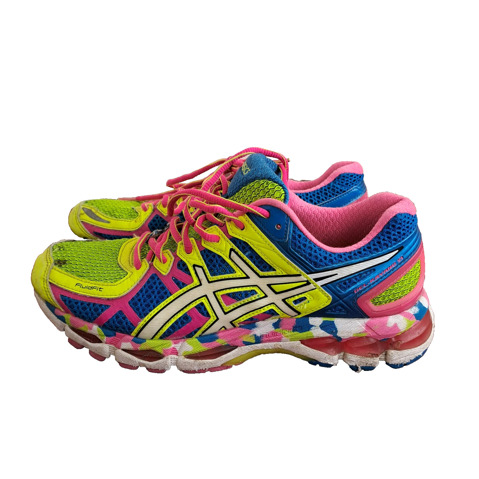 Asics Gel-Kayano 21 Running Shoes Womens Size 9 Neon/Pink Athletic Sneakers