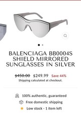 Balenciaga BB0004S Shield Mirrored Sunglasses in Silver