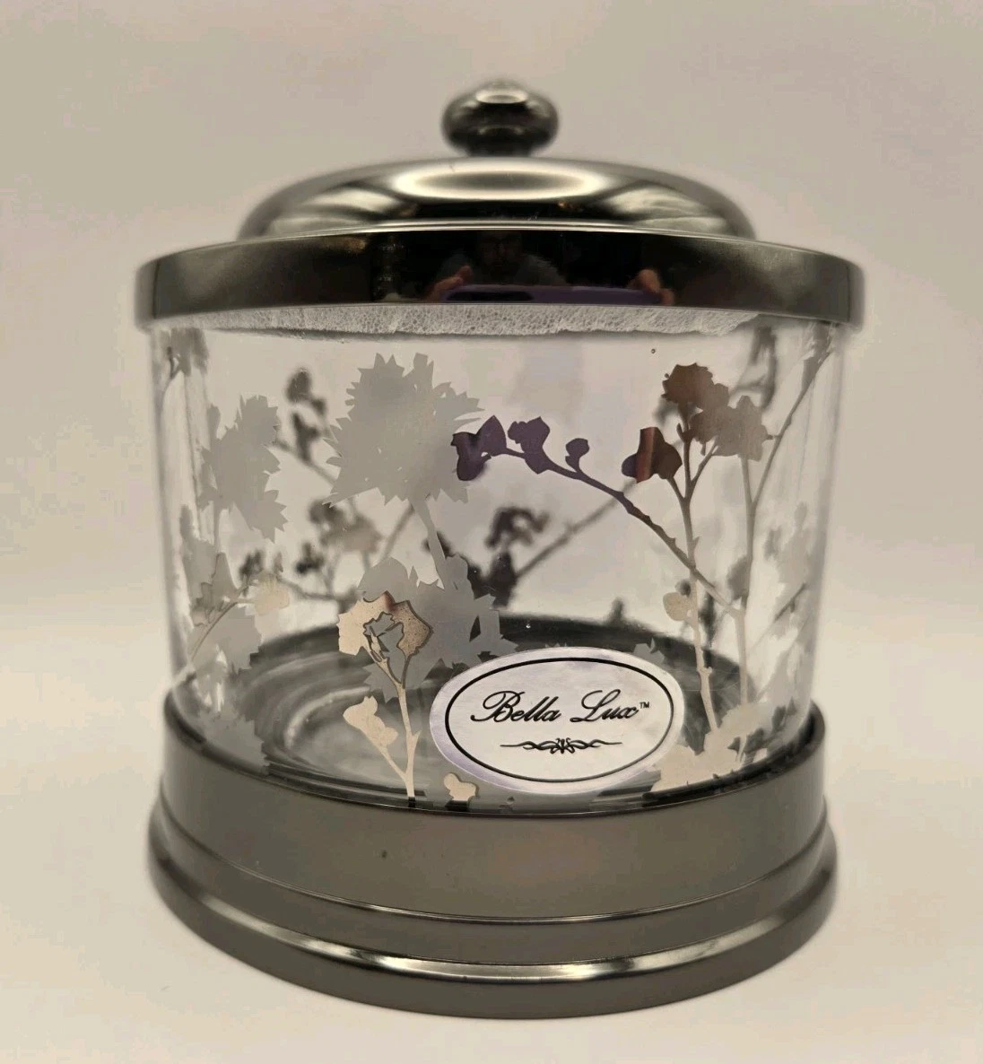 Bella Lux Glass Jar With Floral Design