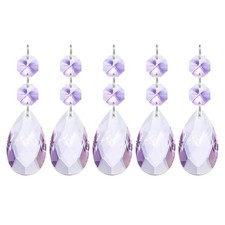 Teardrop Crystal Chandelier, 5 Pack 85mm Length Prisms Part, Light Purple
