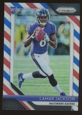 2018 Panini Red White Blue Prizm #212 Lamar Jackson Ravens RC Rookie