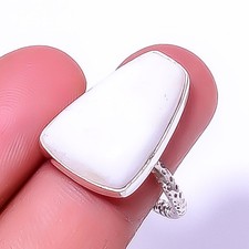 White Scolecite - India Handmade 925 Sterling Silver Ring s.9 R5831-2