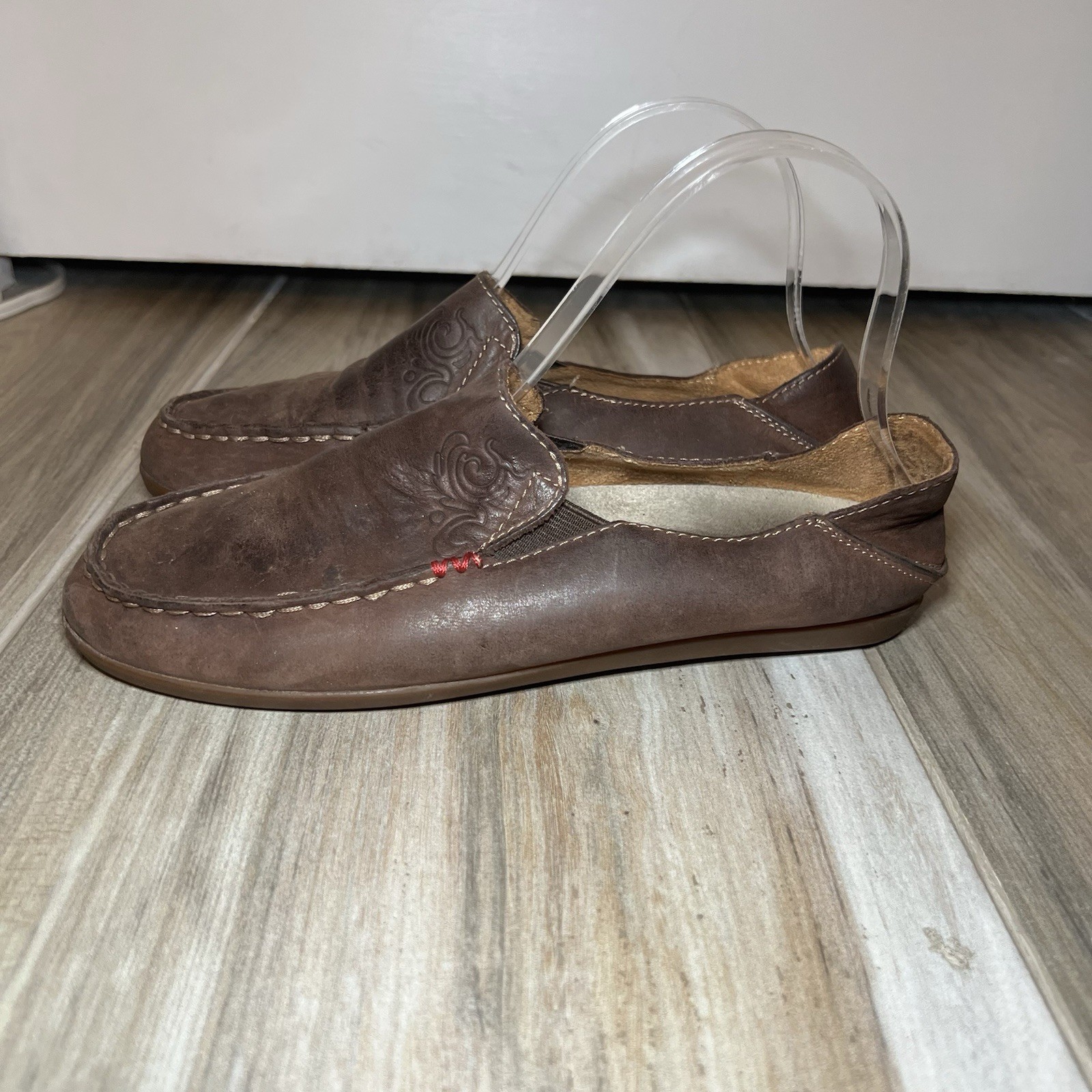 Olukai Nohea Nubuck Slip On Shoes Women's Size 6.5 Brown Leather Slip On Comfort