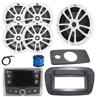 Infinity Radio, ANT, Sub, 4x 6.5'' 180W Speakers (White),Adapter, Spa Bezel