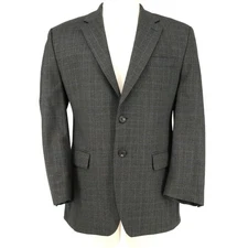Lauren Ralph Lauren Sport Coat Mens 42R Wool Brown Gray Plaid Jacket Blazer