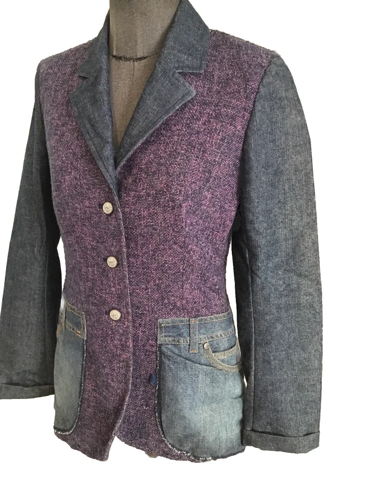 Superbe Veste Tweed Jeans Christian Lacroix 38 Tbe Authentique  - Photo 3/4