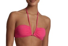 Lauren Ralph Lauren Women's Shirred V-Wire Bandeau Bikini Top - Passionfruit 10