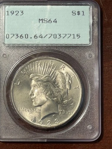 1923 $1 Peace Dollar PCGS MS64 CAC Old Green Rattler FREE SHIPPING