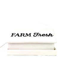 Thirstystone Ceramic 2 Pc Farmhouse Butter Dish White Black NWT