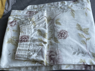 Dorma Blumendesign gebrauchte Vorhänge 66'' lang Elfenbein, Hellrosa, Grün, Grau