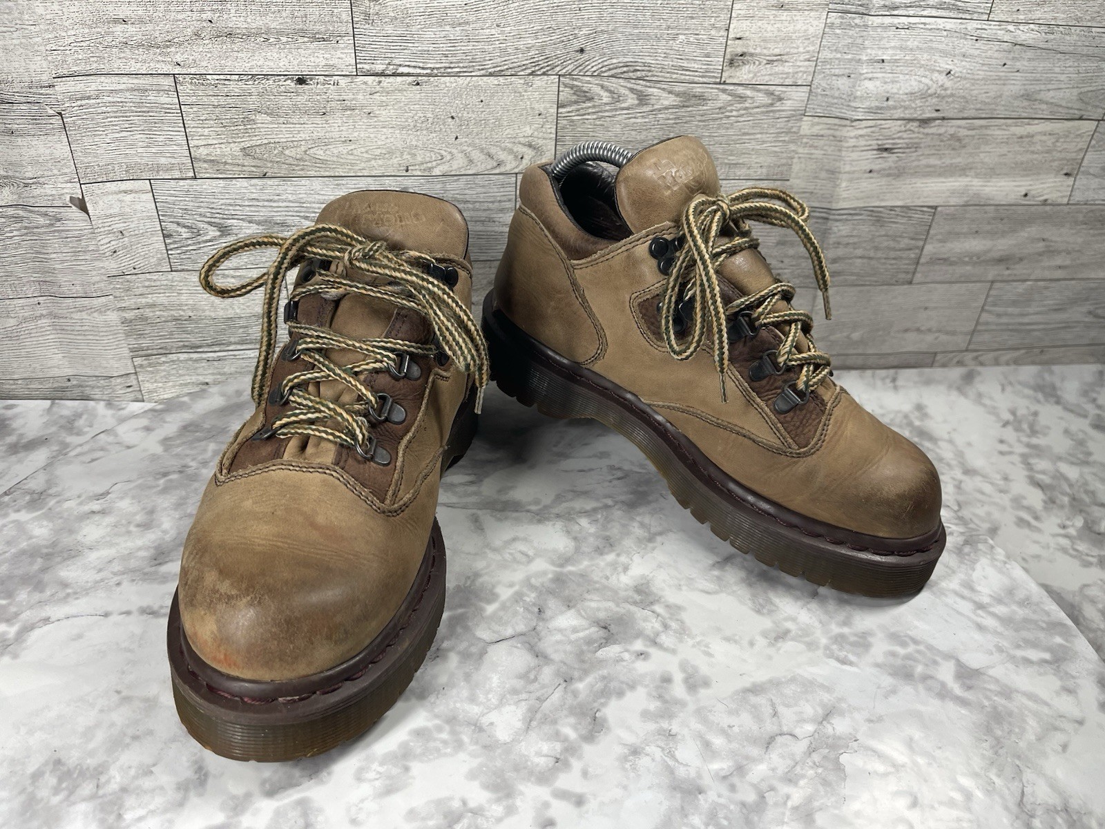 Dr Martens Kids Combat Boots Brown Leather Lace-Up Ankle Boots Size 7M-image