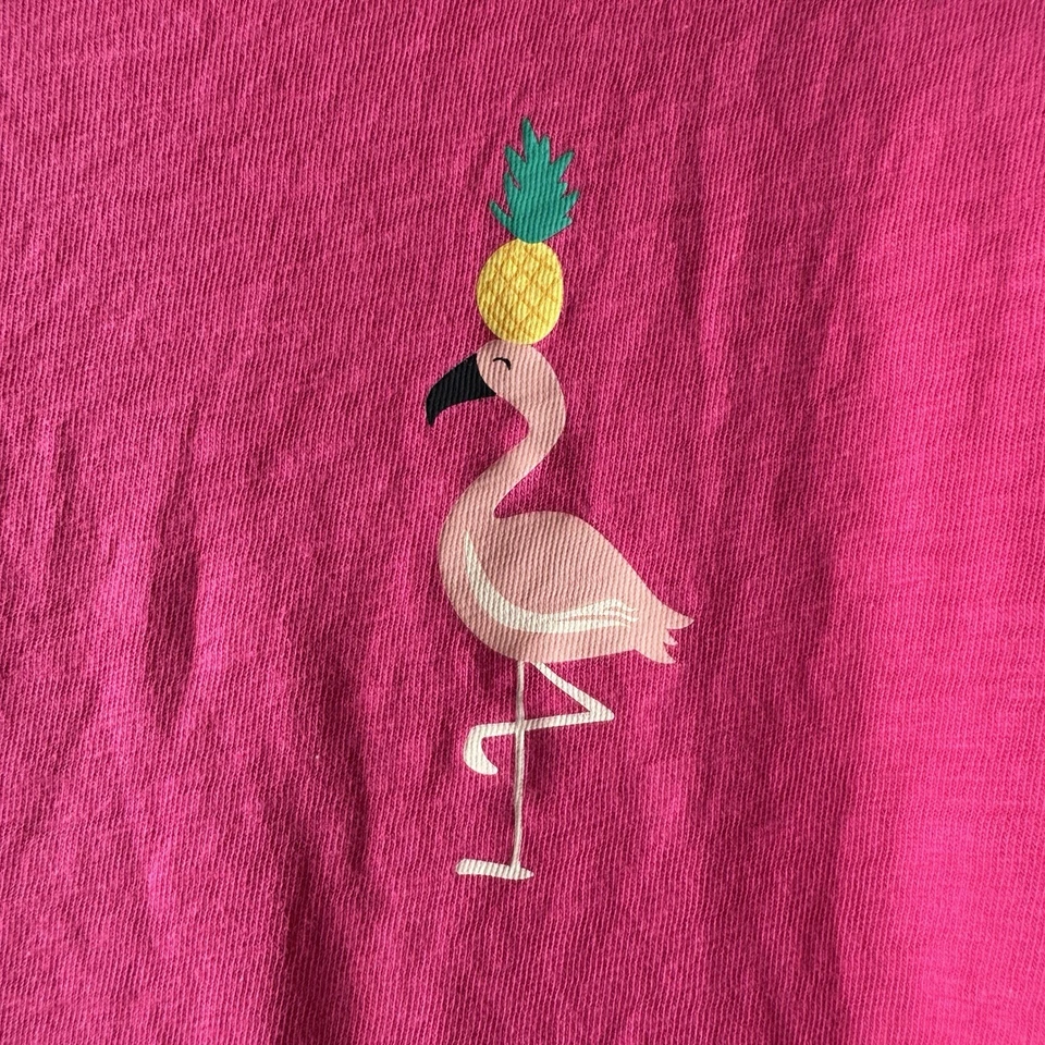 J. Crew Factory Women's "Flamingo w Pineapple" Collector's T Shirt Pink Sz L - Image 4 of 4