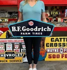 Vintage Style Metal Sign Goodrich Farm Tires NOT Porcelain 30x12 Made USA
