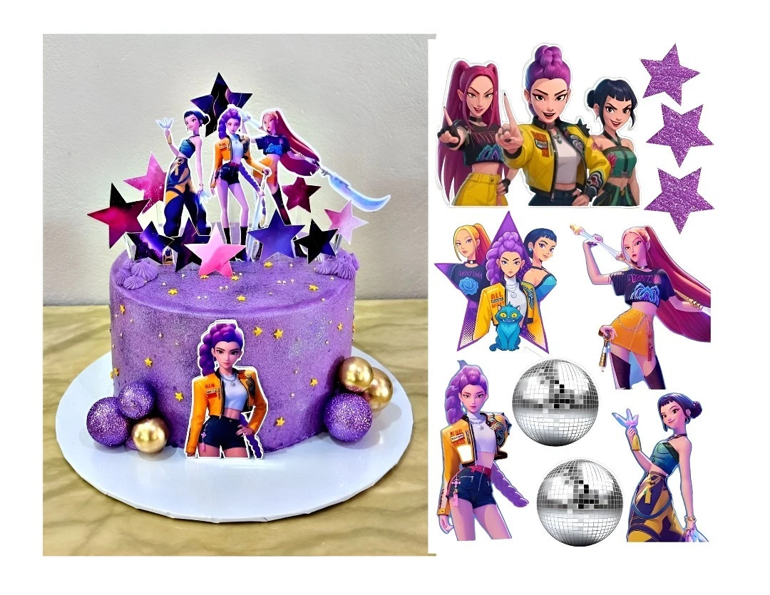 Tortenaufleger K-Pop Demon Hunters Deko-Set FondantK-Pop Demon Hunters CYBER SIN
