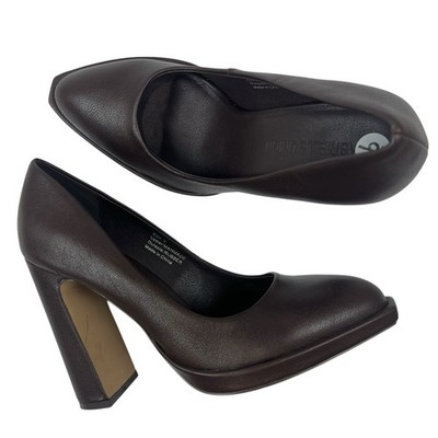 Gabrielle Union Platform Pumps Size 9 Brown Faux Leather Chunky Block Heel