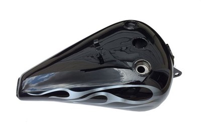 Project Bobber Chopper Custom Large Style Twin Cap Motorrad Kraftstofftank Flammen