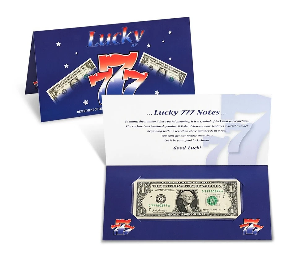 Fr. 3006-G 2017A $1 "Lucky 777 Notes" BEP Folder Federal Reserve Note Chicago - Image 3 of 3