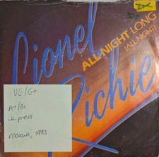 Lionel Richie All Night Long Vinyl Record 7" VG/G+ TMG1319 1983