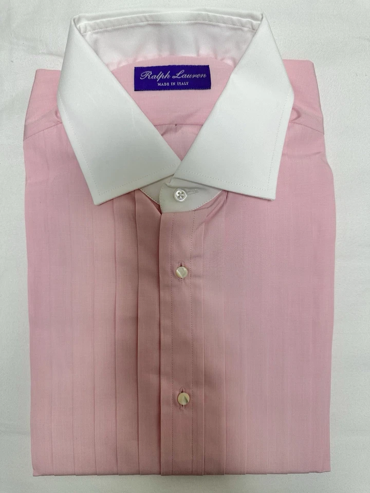 Camisa Esmoquin Ralph Lauren Etiqueta Púrpura Rosa Puño Francés Cuello Talla 15.5 Leer Desc Foto 2 de 4