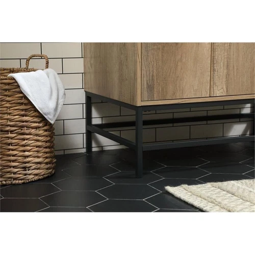 Elegant Decor Eugene 36" Aluminum MDF Single Bathroom Vanity in Natural Oak - Picture 5 of 8