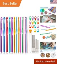Lightweight Colorful Metal Crochet Hooks Set - 14 Sizes for Easy Identification