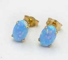 GENUINE 0.88 Cts OPAL STUD EARRINGS 14k Solid GOLD - Free Appraisal Service -NWT