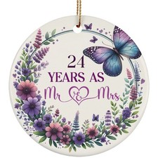 24th Wedding Anniversary Ornament 24 Years As Mr Mrs Wreath Christmas Gifts